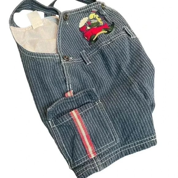 Vintage Baby Stripped Denim Shortall Dinosaur Train Shorts size 12 months - Picture 4 of 11